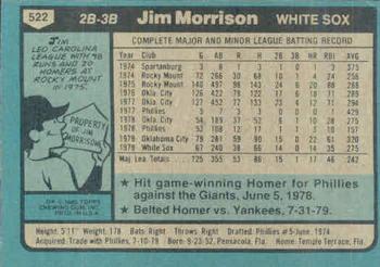 1980 Topps #522 Jim Morrison Back