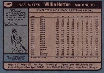 1980 Topps #532 Willie Horton Back