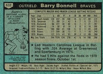 1980 Topps #632 Barry Bonnell Back