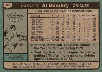 1980 Topps #65 Al Bumbry Back