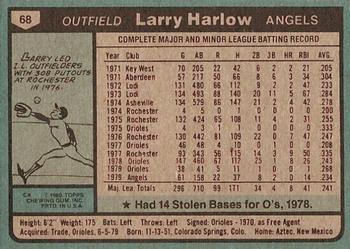 1980 Topps #68 Larry Harlow Back