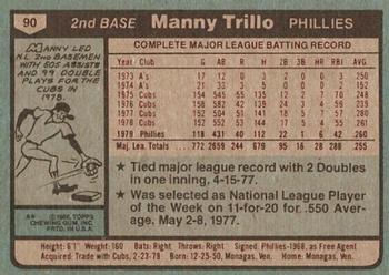 1980 Topps #90 Manny Trillo Back