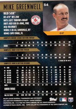 1996 Topps Gallery #54 Mike Greenwell Back