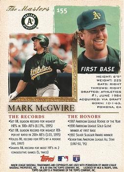 1996 Topps Gallery #155 Mark McGwire Back