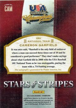 2013 Panini USA Baseball Champions - Stars and Stripes Signatures #CAM Cameron Garfield Back