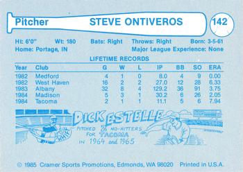 1985 Cramer Tacoma Tigers #142 Steve Ontiveros Back