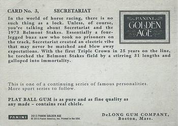2013 Panini Golden Age - Delong Gum #3 Secretariat Back