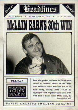 2013 Panini Golden Age - Headlines #13 McLain Earns 30th Win Front