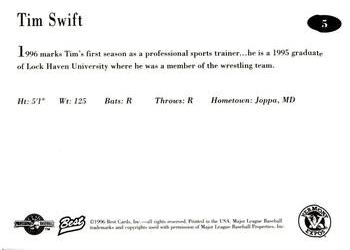 1996 Best Vermont Expos #5 Tim Swift Back