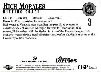 1998 Vermont Expos #3 Rich Morales Back