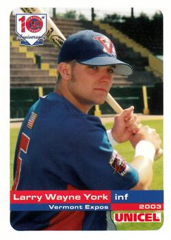 2003 Grandstand Vermont Expos #NNO Larry Wayne York Front