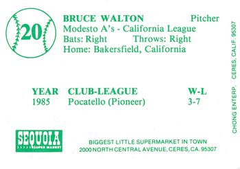 1986 Chong Modesto A's #20 Bruce Walton Back