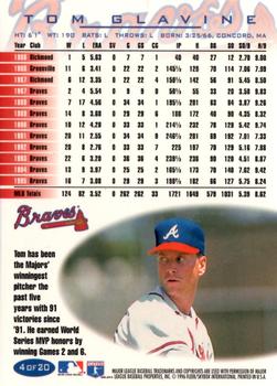 1996 Fleer Atlanta Braves #4 Tom Glavine Back