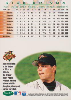 1996 Fleer Baltimore Orioles #9 Rick Krivda Back