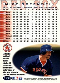 1996 Fleer Boston Red Sox #7 Mike Greenwell Back