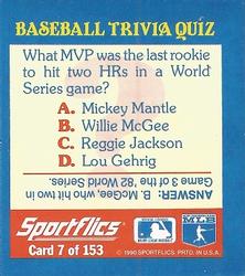 1990 Sportflics - Magic Motion Trivia Cards #7 Most Valuable Players Back