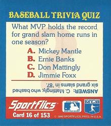 1990 Sportflics - Magic Motion Trivia Cards #16 Most Valuable Players Back