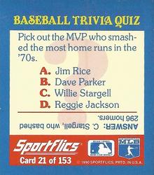 1990 Sportflics - Magic Motion Trivia Cards #21 Most Valuable Players Back