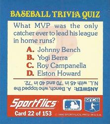 1990 Sportflics - Magic Motion Trivia Cards #22 Most Valuable Players Back