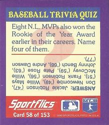 1990 Sportflics - Magic Motion Trivia Cards #58 Most Valuable Players Back