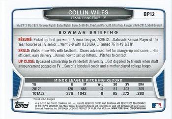 2013 Bowman - Prospects Hometown #BP12 Collin Wiles Back
