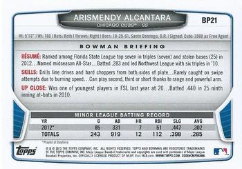 2013 Bowman - Prospects Hometown #BP21 Arismendy Alcantara Back