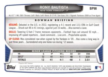 2013 Bowman - Prospects Hometown #BP90 Rony Bautista Back