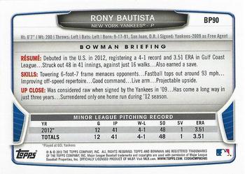 2013 Bowman - Prospects Purple #BP90 Rony Bautista Back