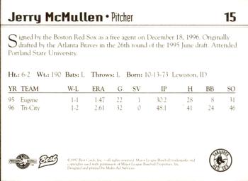 1997 Best Sarasota Red Sox #15 Jerry McMullen Back
