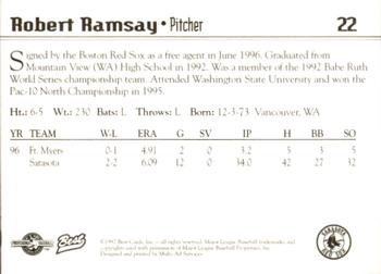 1997 Best Sarasota Red Sox #22 Rob Ramsay Back
