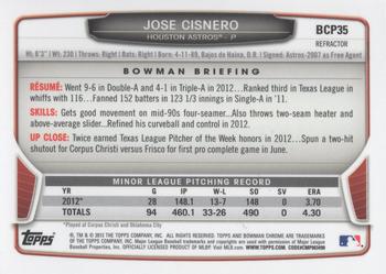 2013 Bowman - Chrome Prospects Blue Wave Refractors #BCP35 Jose Cisnero Back