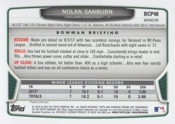 2013 Bowman - Chrome Prospects Blue Wave Refractors #BCP48 Nolan Sanburn Back