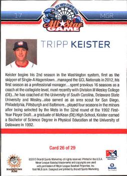 2013 Brandt South Atlantic League North Division All-Stars #26 Tripp Keister Back