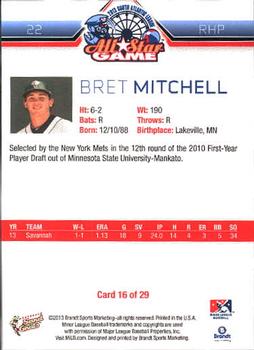 2013 Brandt South Atlantic League South Division All-Stars #16 Bret Mitchell Back