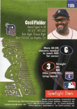 1996 Topps Laser #105 Cecil Fielder Back
