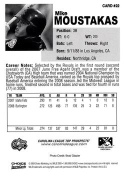 2009 Choice Carolina League Top Prospect 30 #22 Mike Moustakas Back