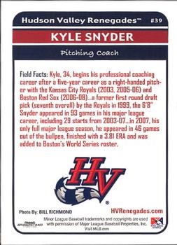 2012 Grandstand Hudson Valley Renegades #NNO Kyle Snyder Back