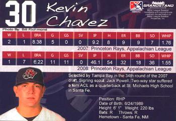 2009 Grandstand Hudson Valley Renegades #9 Kevin Chavez Back
