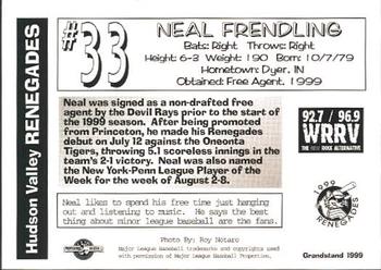 1999 Grandstand Hudson Valley Renegades #NNO Neal Frendling Back