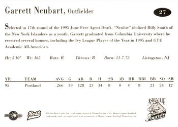 1996 Best Asheville Tourists #27 Garrett Neubart Back