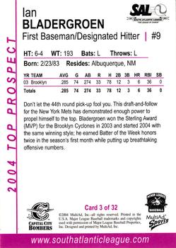 2004 MultiAd South Atlantic League Top Prospects #3 Ian Bladergroen Back