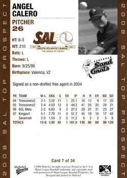 2008 MultiAd South Atlantic League Top Prospects #7 Angel Calero Back