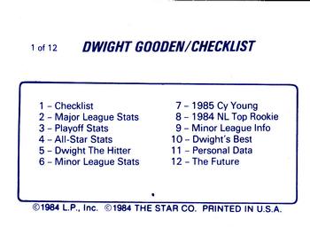 1988 Star Dwight Gooden (Blue) #1 Dwight Gooden Back