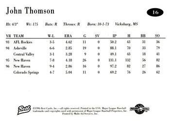 1996 Best AA All-Stars #16 John Thomson Back