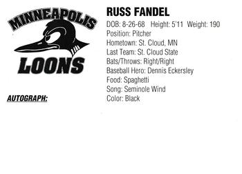 1994 Minneapolis Loons #NNO Russ Fandel Back