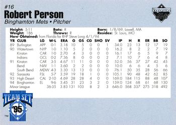 1995 Binghamton Mets #NNO Robert Person Back