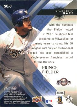 2008 Upper Deck - StarQuest Rare #SQ-3 Prince Fielder Back