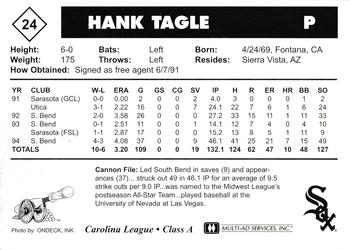 1995 Multi-Ad Prince William Cannons #24 Hank Tagle Back