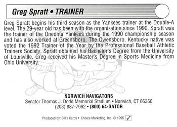 1995 Choice Norwich Navigators #NNO Greg Spratt Back