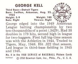 1986 Card Collectors 1950 Bowman (Reprint) #8 George Kell Back